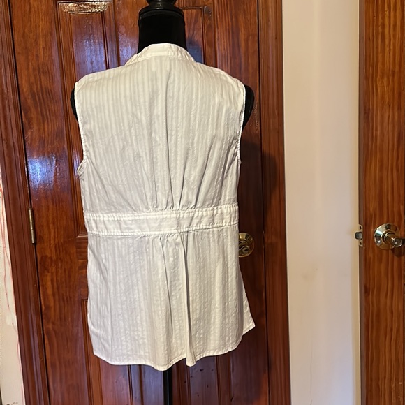 SONOMA LIFE + STYLE Women's WHITE Sleeveless Button Up Top Blouse Size L - Picture 2 of 5